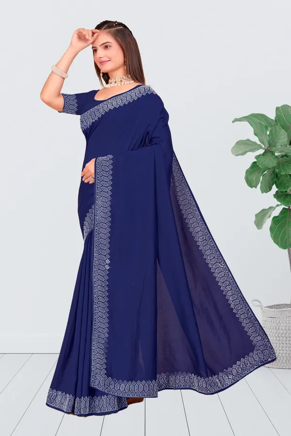 Navy_Blue_Georgette_Premium_Embroidered_Saree_With_Matching_Blouse_For_Women