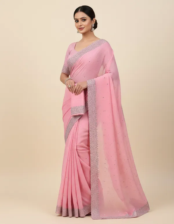 Pink_Georgette_Premium_Embroidered_Saree_With_Matching_Blouse_For_Women