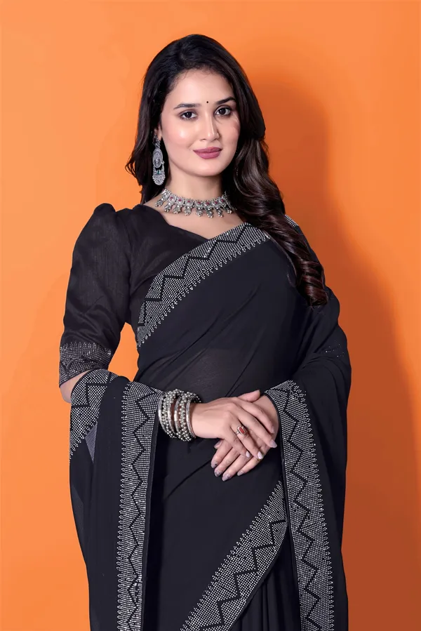 Black_Georgette_Premium_Embroidered_Saree_With_Matching_Blouse_For_Women