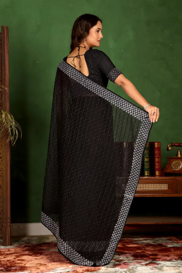 Black_Georgette_Premium_Embroidered_Saree_With_Matching_Blouse_For_Women