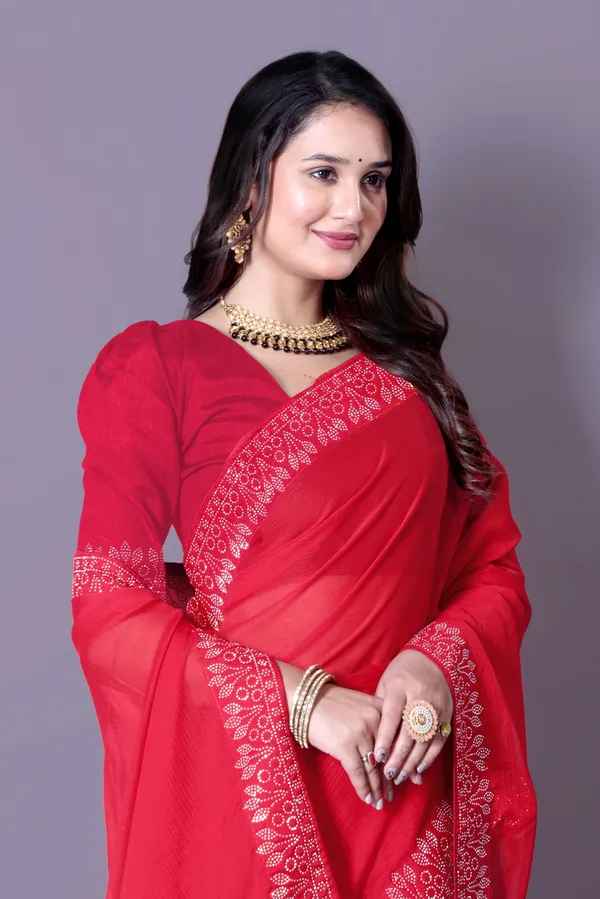 Red_Georgette_Premium_Embroidered_Saree_With_Matching_Blouse_For_Women