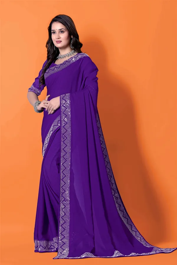 Purple_Georgette_Premium_Embroidered_Saree_With_Matching_Blouse_For_Women
