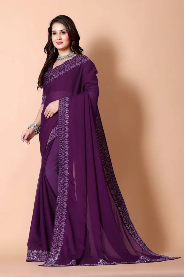 Purple_Georgette_Premium_Embroidered_Saree_With_Matching_Blouse_For_Women