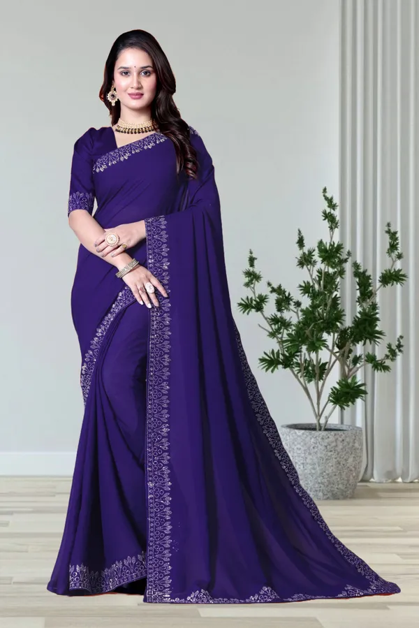 Purple_Georgette_Premium_Embroidered_Saree_With_Matching_Blouse_For_Women