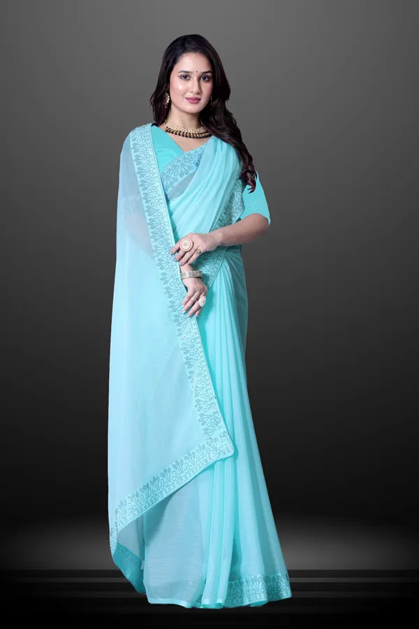 Sky_Blue_Georgette_Premium_Embroidered_Saree_With_Matching_Blouse_For_Women