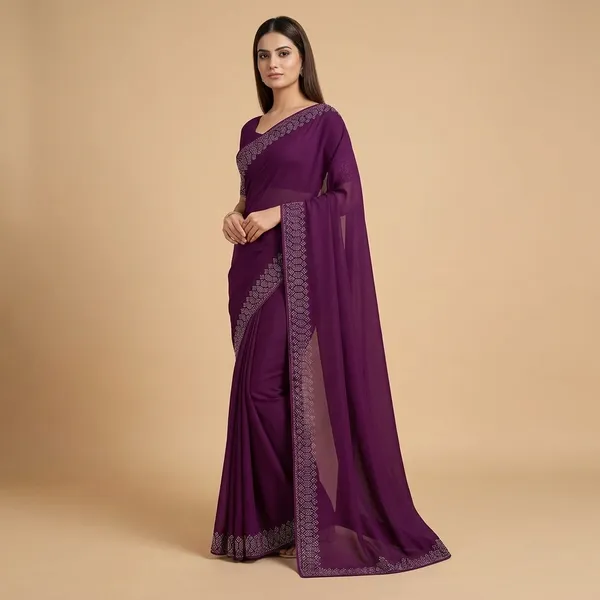 Purple_Georgette_Premium_Embroidered_Saree_With_Matching_Blouse_For_Women