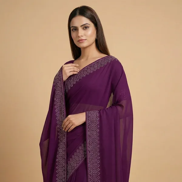 Purple_Georgette_Premium_Embroidered_Saree_With_Matching_Blouse_For_Women
