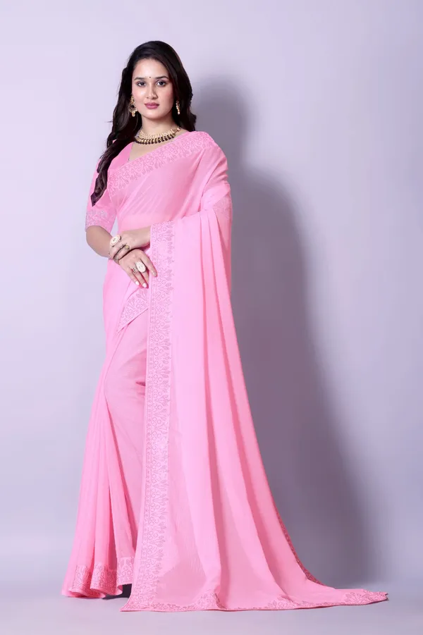 Pink_Georgette_Premium_Embroidered_Saree_With_Matching_Blouse_For_Women