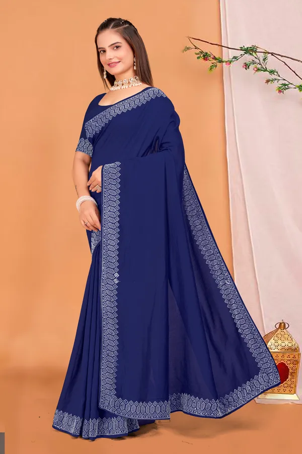 Navy_Blue_Georgette_Premium_Embroidered_Saree_With_Matching_Blouse_For_Women
