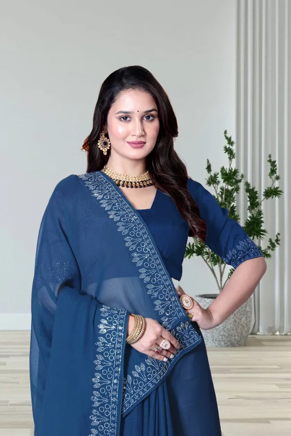 Navy_Blue_Georgette_Premium_Embroidered_Saree_With_Matching_Blouse_For_Women