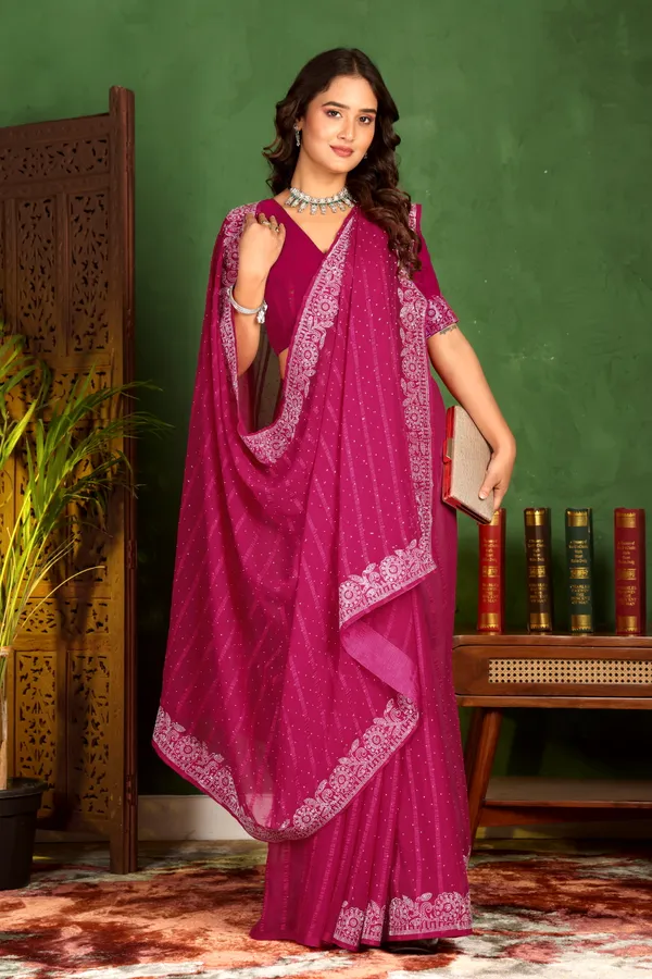 Magenta_Georgette_Premium_Embroidered_Saree_With_Matching_Blouse_For_Women