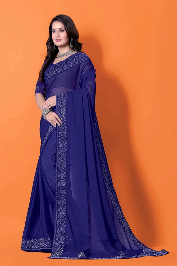 Royal_Blue_Georgette_Premium_Embroidered_Saree_With_Matching_Blouse_For_Women