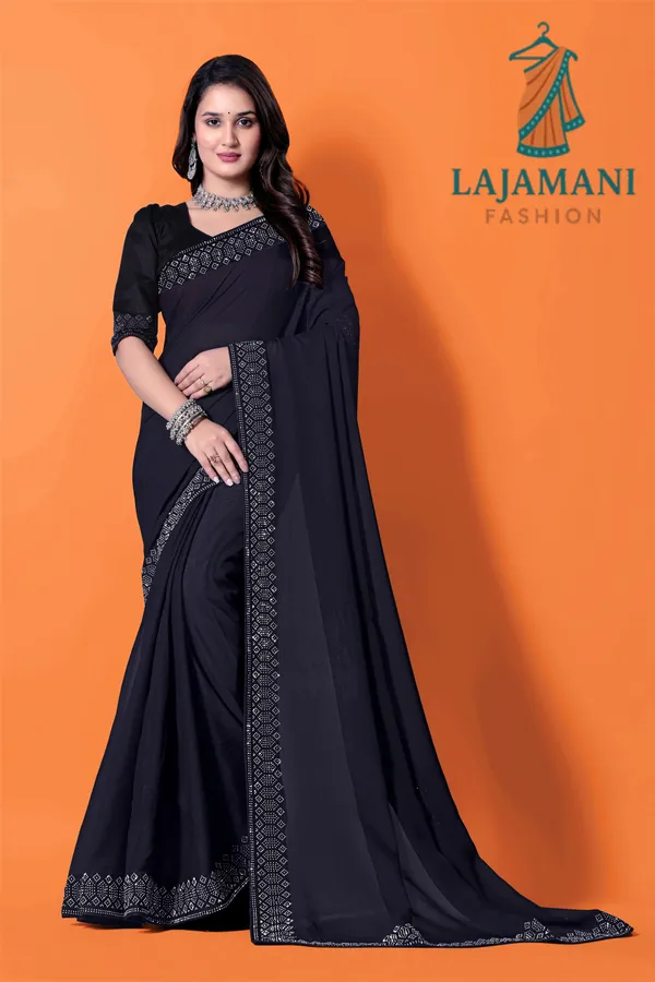 Black_Georgette_Premium_Embroidered_Saree_With_Matching_Blouse_For_Women