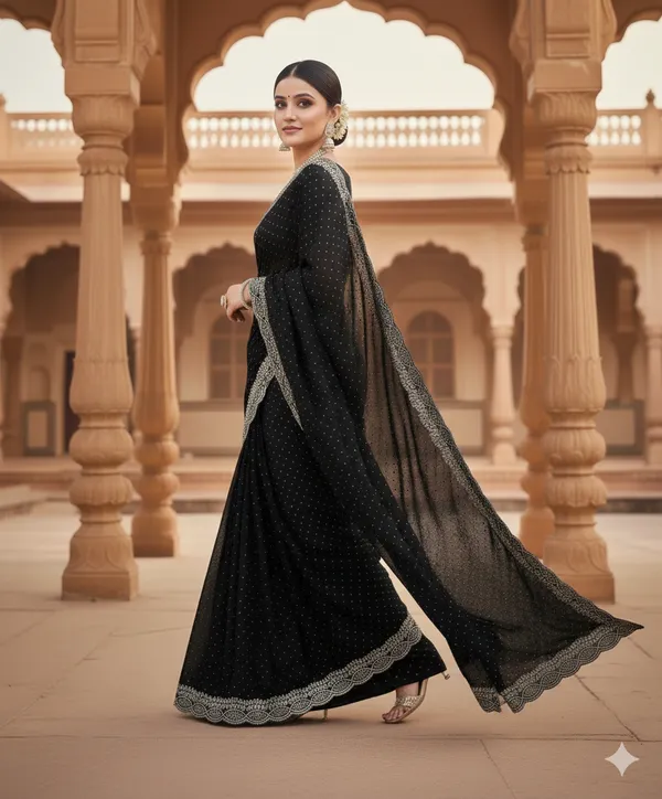Black_Georgette_Premium_Embroidered_Saree_With_Matching_Blouse_For_Women