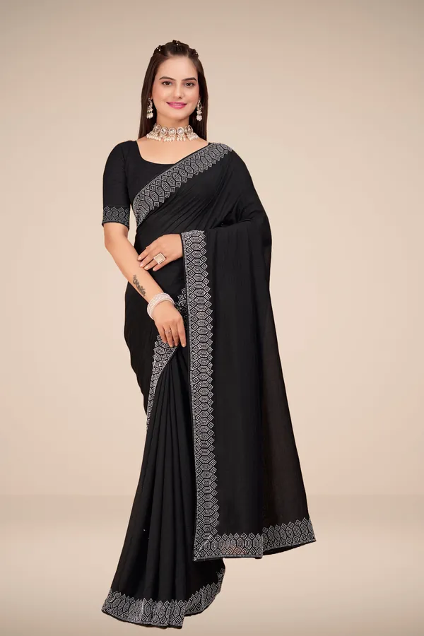Black_Georgette_Premium_Embroidered_Saree_With_Matching_Blouse_For_Women