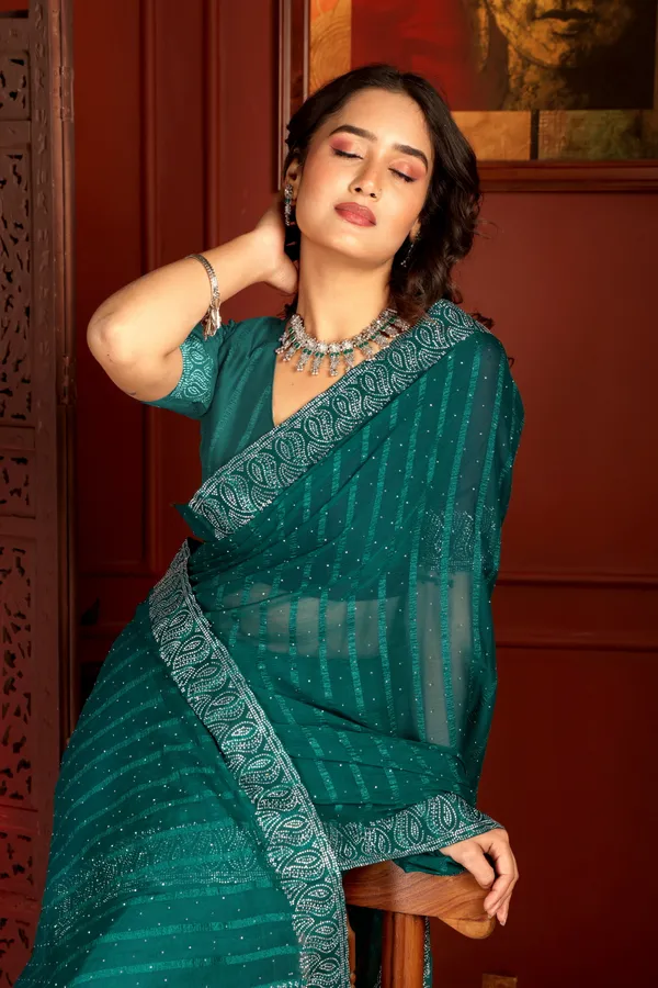Green_Georgette_Premium_Embroidered_Saree_With_Matching_Blouse_For_Women