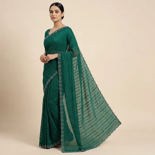 Green_Georgette_Premium_Embroidered_Saree_With_Matching_Blouse_For_Women