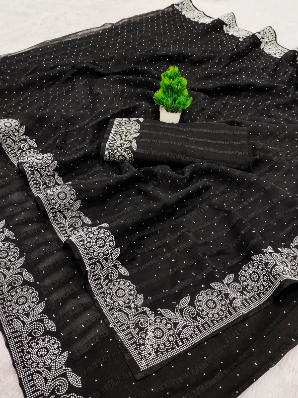 Black_Georgette_Premium_Embroidered_Saree_With_Matching_Blouse_For_Women