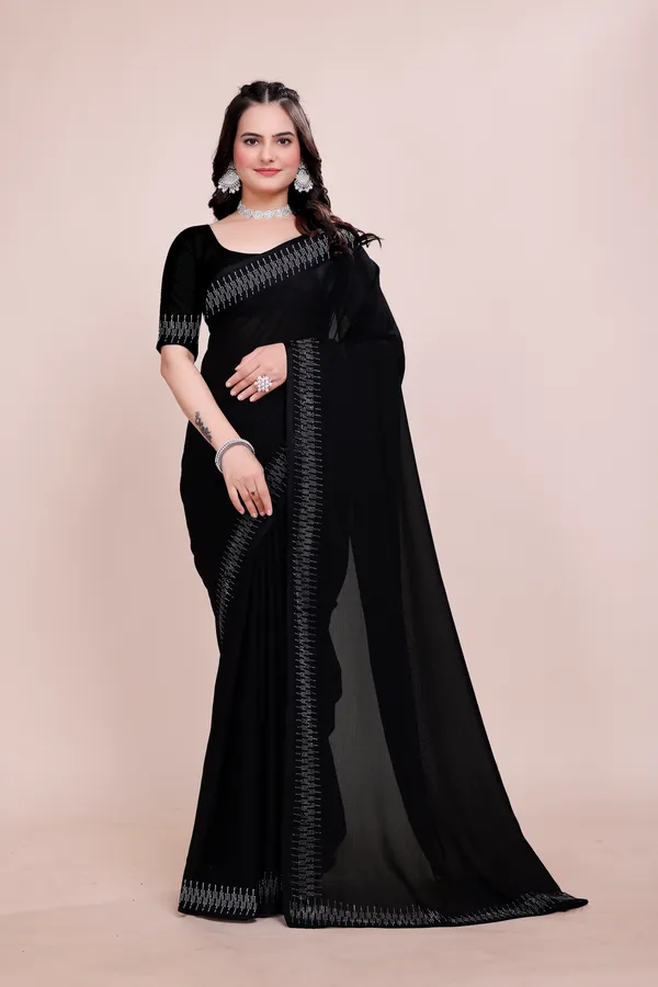 Black_Georgette_Premium_Embroidered_Saree_With_Matching_Blouse_For_Women