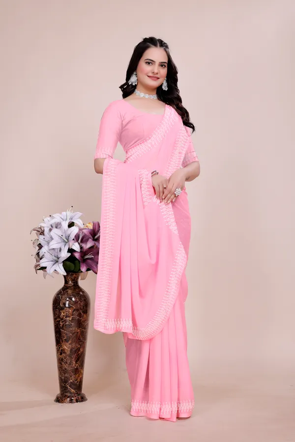 Pink_Georgette_Premium_Embroidered_Saree_With_Matching_Blouse_For_Women