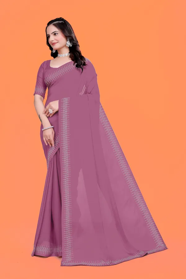 Purple_Georgette_Premium_Embroidered_Saree_With_Matching_Blouse_For_Women