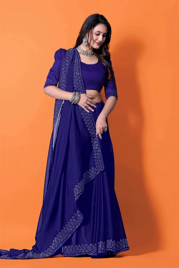 Royal_Blue_Georgette_Premium_Embroidered_Saree_With_Matching_Blouse_For_Women