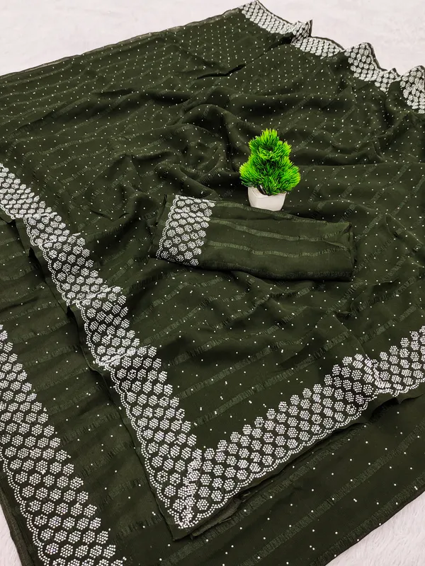 Green_Georgette_Premium_Embroidered_Saree_With_Matching_Blouse_For_Women