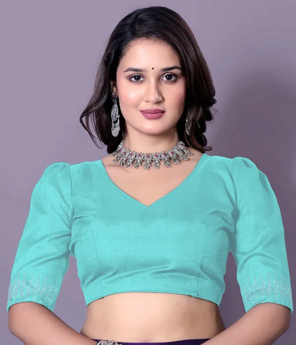Turquoise_Blue_Georgette_Premium_Embroidered_Saree_With_Matching_Blouse_For_Women
