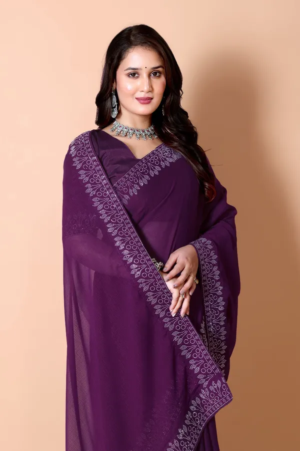 Purple_Georgette_Premium_Embroidered_Saree_With_Matching_Blouse_For_Women