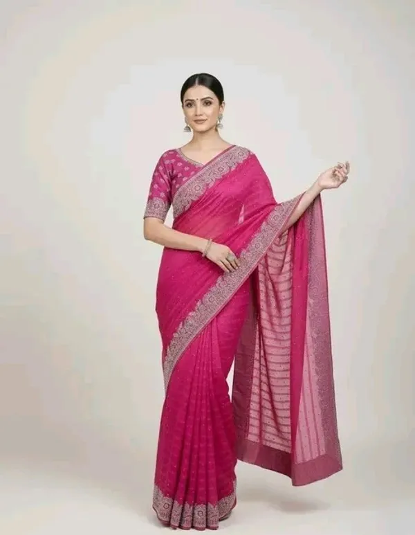 Pink_Georgette_Premium_Embroidered_Saree_With_Matching_Blouse_For_Women
