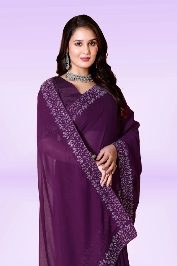 Purple_Georgette_Premium_Embroidered_Saree_With_Matching_Blouse_For_Women