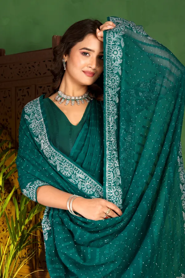 Green_Georgette_Premium_Embroidered_Saree_With_Matching_Blouse_For_Women