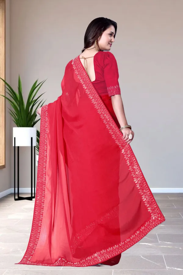 Red_Georgette_Premium_Embroidered_Saree_With_Matching_Blouse_For_Women