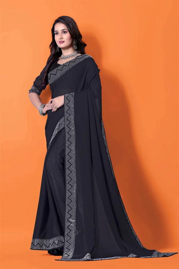 Black_Georgette_Premium_Embroidered_Saree_With_Matching_Blouse_For_Women