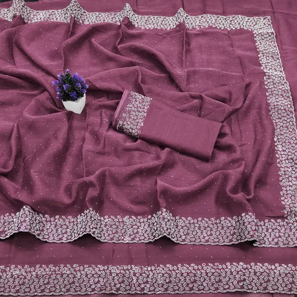 Purple_Georgette_Premium_Embroidered_Saree_With_Matching_Blouse_For_Women