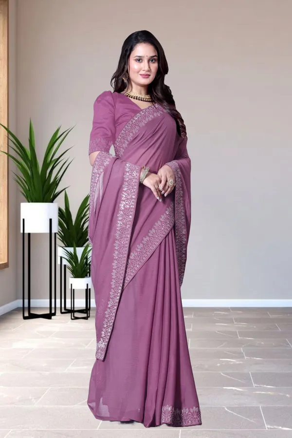 Purple_Georgette_Premium_Embroidered_Saree_With_Matching_Blouse_For_Women