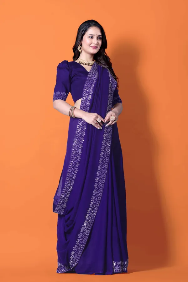 Purple_Georgette_Premium_Embroidered_Saree_With_Matching_Blouse_For_Women