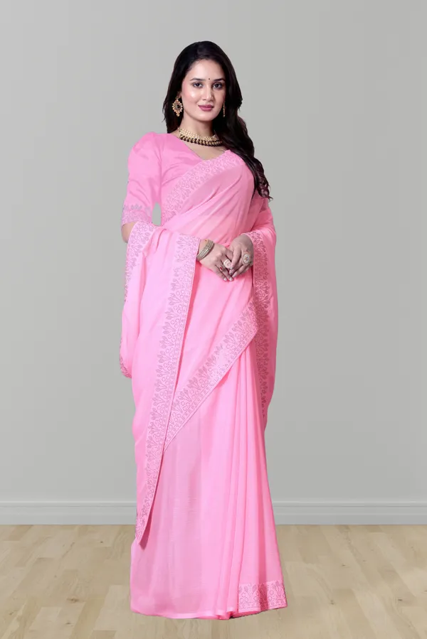 Pink_Georgette_Premium_Embroidered_Saree_With_Matching_Blouse_For_Women