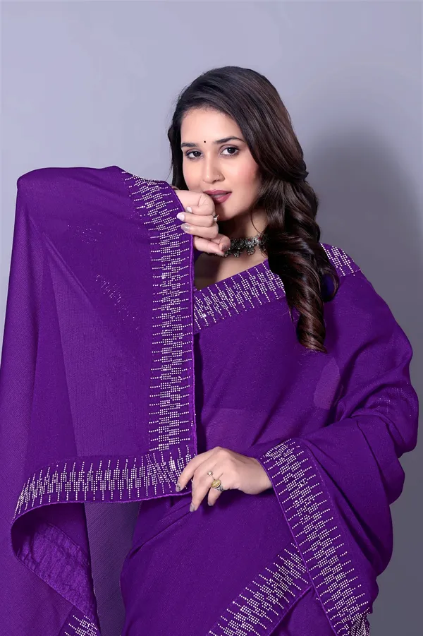 Purple_Georgette_Premium_Embroidered_Saree_With_Matching_Blouse_For_Women