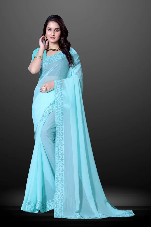 Sky_Blue_Georgette_Premium_Embroidered_Saree_With_Matching_Blouse_For_Women