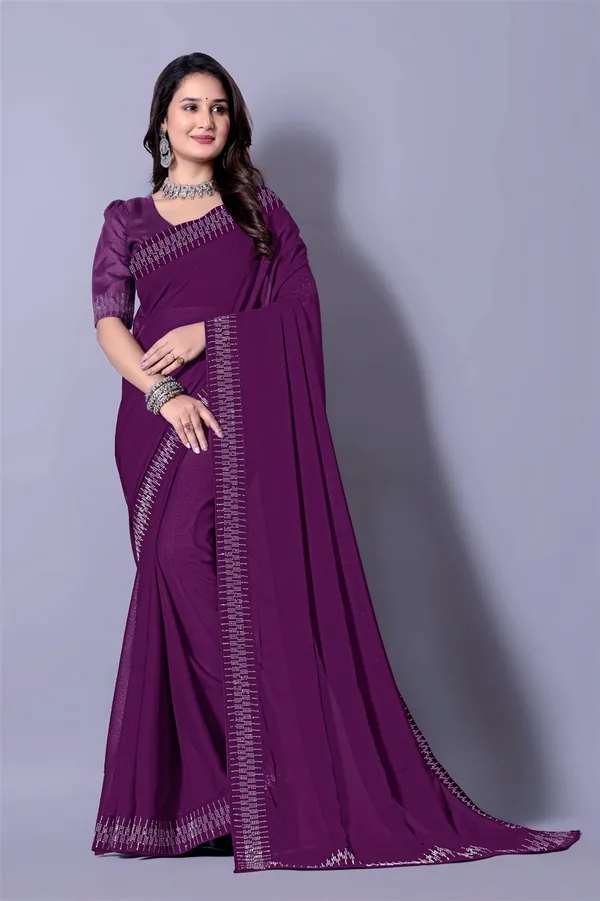 Purple_Georgette_Premium_Embroidered_Saree_With_Matching_Blouse_For_Women