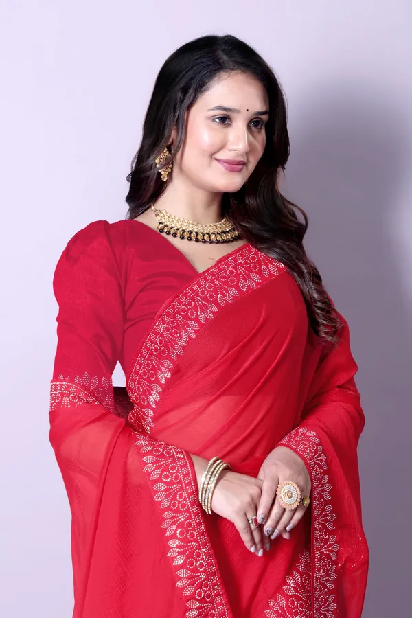 Red_Georgette_Premium_Embroidered_Saree_With_Matching_Blouse_For_Women