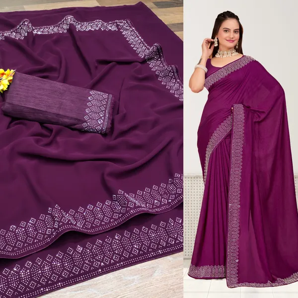 Purple_Georgette_Premium_Embroidered_Saree_With_Matching_Blouse_For_Women