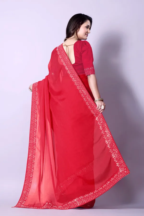 Red_Georgette_Premium_Embroidered_Saree_With_Matching_Blouse_For_Women