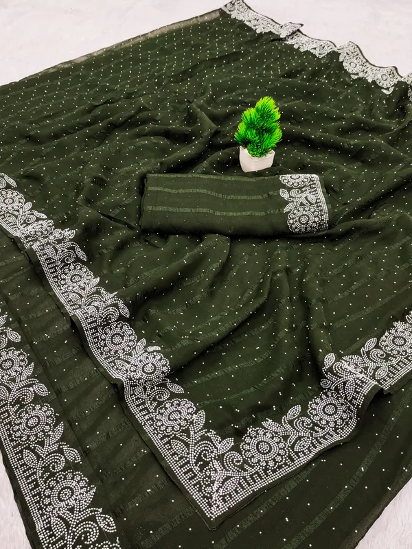 Green_Georgette_Premium_Embroidered_Saree_With_Matching_Blouse_For_Women