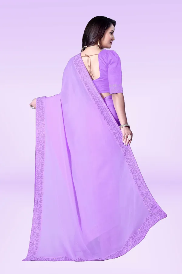 Purple_Georgette_Premium_Embroidered_Saree_With_Matching_Blouse_For_Women