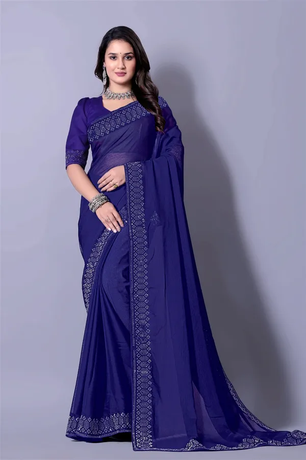 Navy_Blue_Georgette_Premium_Embroidered_Saree_With_Matching_Blouse_For_Women
