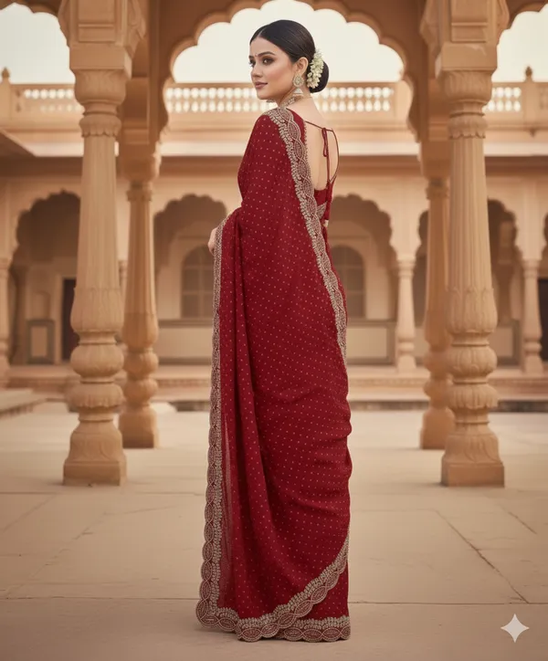 Maroon_Georgette_Premium_Embroidered_Saree_With_Matching_Blouse_For_Women