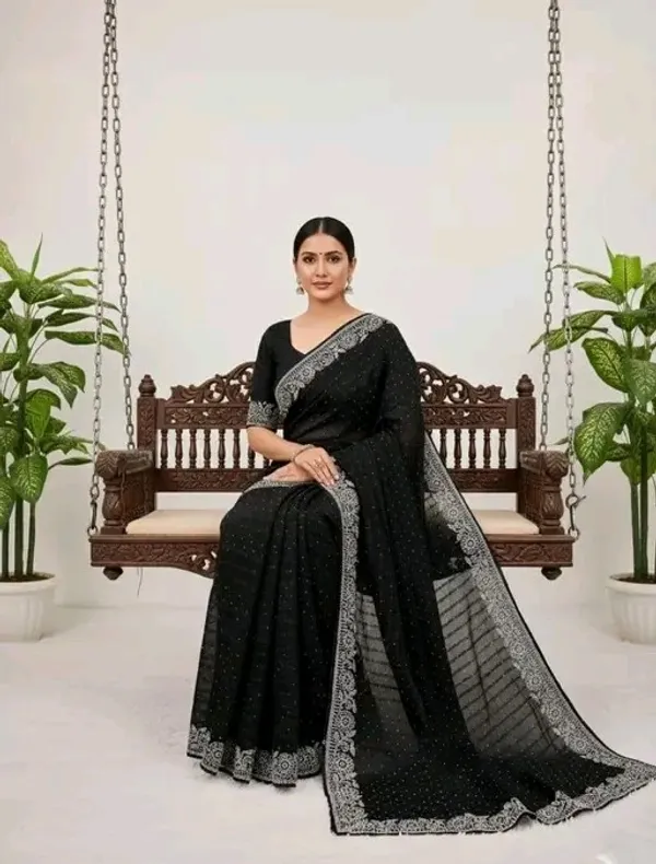 Black_Georgette_Premium_Embroidered_Saree_With_Matching_Blouse_For_Women