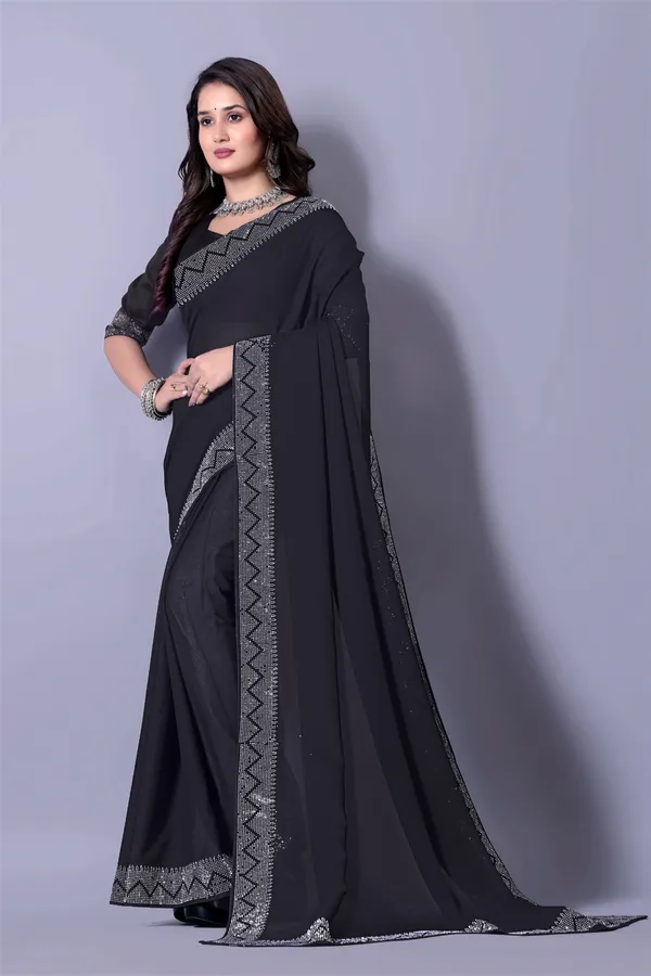 Black_Georgette_Premium_Embroidered_Saree_With_Matching_Blouse_For_Women